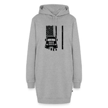 Camion USA - Sweat-shirt à capuche long Femme - gris chiné - Devant