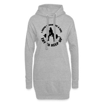 Fitness Frau Muskel Mädchen Training Bodybuilderin - Hoodie-Kleid - Grau meliert - Vorne
