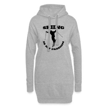 Skifahrer Skifahren Weihnachten Ski Wintersport - Hoodie-Kleid - Grau meliert - Vorne
