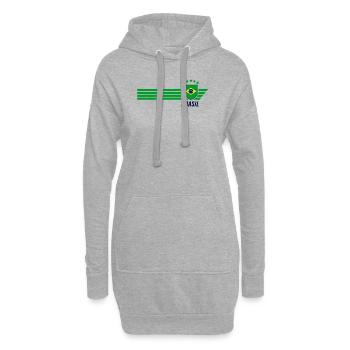 Brésil Maillot de fan de football brésilien Seleção - Sweat-shirt à capuche long Femme - gris chiné - Devant