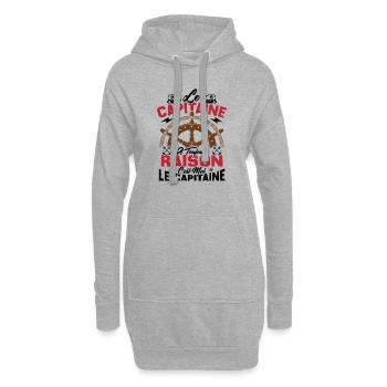 Le Capitaine A Toujours Raison C'est Moi Capitaine - Sweat-shirt à capuche long Femme - gris chiné - Devant