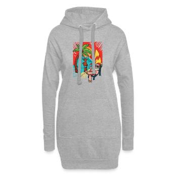 Christmas In Juli, Party, Surfen, Santa Hawaiian - Hoodie-Kleid - Grau meliert - Vorne