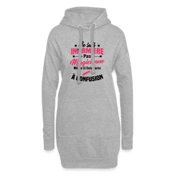 Humour Cadeau Je suis infirmière pas magicienne - Sweat-shirt à capuche long Femme - gris chiné - Devant
