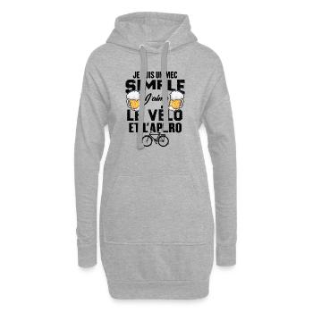 Je Suis Un Mec Simple J'aime Le Vélo Et L'apéro - Sweat-shirt à capuche long Femme - gris chiné - Devant