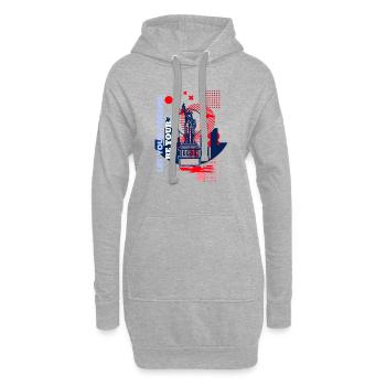 Rêve américain - Sweat-shirt à capuche long Femme - gris chiné - Devant