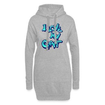 Ich liebe meine Katze - Hoodie-Kleid - Grau meliert - Vorne