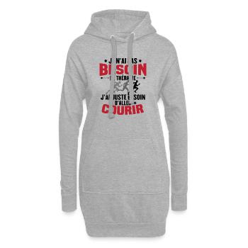 J'ai juste besoin d'aller courir - Humour cadeau - Sweat-shirt à capuche long Femme - gris chiné - Devant