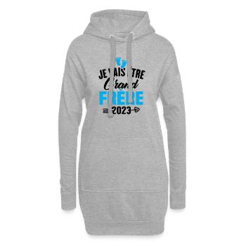 Cadeau Je vais être grand frère 2023 - Sweat-shirt à capuche long Femme - gris chiné - Devant