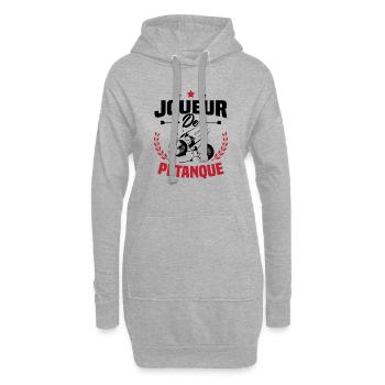 Joueur De Pétanque, Humour Cadeau Pétanque - Sweat-shirt à capuche long Femme - gris chiné - Devant