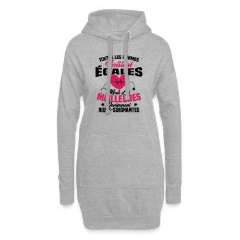 Les meilleures femmes deviennent aides-soignantes - Sweat-shirt à capuche long Femme - gris chiné - Devant