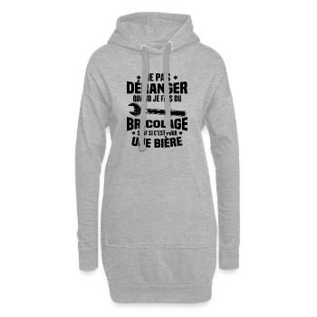 Cadeau humour ne pas déranger bricolage bière - Sweat-shirt à capuche long Femme - gris chiné - Devant