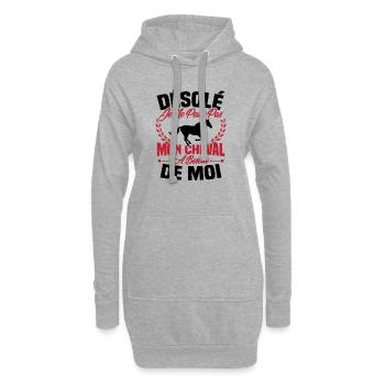 Désolé je ne peux pas mon cheval a besoin de moi - Sweat-shirt à capuche long Femme - gris chiné - Devant