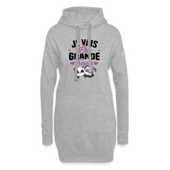 Je vais être grande soeur, future grande soeur - Sweat-shirt à capuche long Femme - gris chiné - Devant