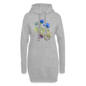 Fleur - Sweat-shirt à capuche long Femme - gris chiné - Devant