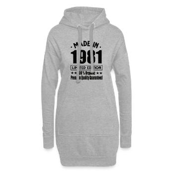 Fabriqué en 1981 Vintage Retro Limited Edition - Sweat-shirt à capuche long Femme - gris chiné - Devant
