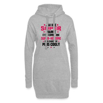 J'ai une super mamie c'est comme une super héroïne - Sweat-shirt à capuche long Femme - gris chiné - Devant