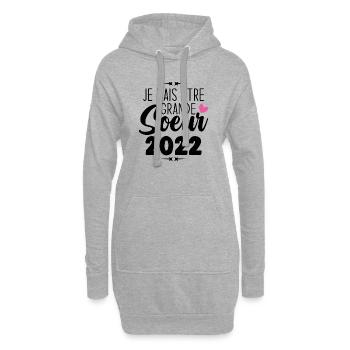 Je Vais Être Grande Sœur 2022, Annonce Grossesse - Sweat-shirt à capuche long Femme - gris chiné - Devant