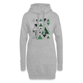 Dreiecke Minimalistische Geometrie Schwarz Abstrakt Grün - Hoodie-Kleid - Grau meliert - Vorne