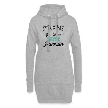J'peux pas j'ai bêtise avec parrain - Sweat-shirt à capuche long Femme - gris chiné - Devant