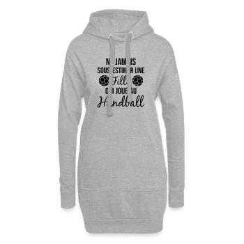 Ne jamais sous estimer fille qui joue au handball - Sweat-shirt à capuche long Femme - gris chiné - Devant