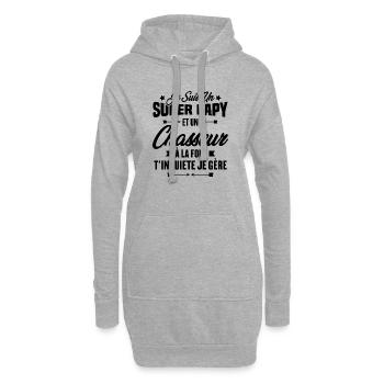 Je suis un super papy et un chasseur, Cadeau papy - Sweat-shirt à capuche long Femme - gris chiné - Devant