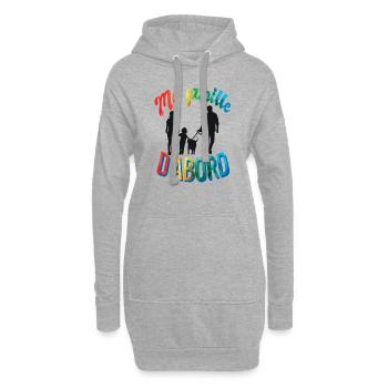 Ma famille d'abord - Sweat-shirt à capuche long Femme - gris chiné - Devant