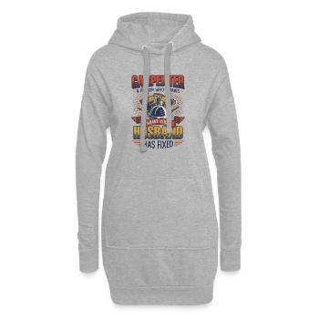 Drôle de menuiserie, charpentier. - Sweat-shirt à capuche long Femme - gris chiné - Devant