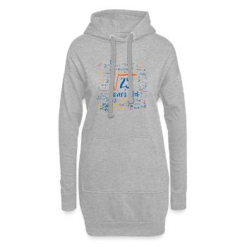 square root 25 years old - Sweat-shirt à capuche long Femme - gris chiné - Devant