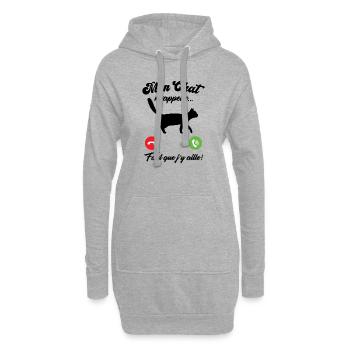 Mon chat m'appelle - Sweat-shirt à capuche long Femme - gris chiné - Devant