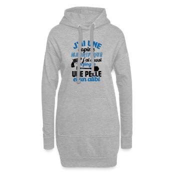J'ai une Copine Magnifique - Flingue, Pelle, Alibi - Sweat-shirt à capuche long Femme - gris chiné - Devant