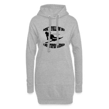 Skifahrer Wintersport Skifahren Weihnachten Ski - Hoodie-Kleid - Grau meliert - Vorne