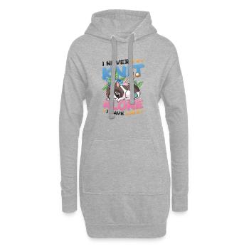 Je ne tricote jamais seule, j’ai des chats - Sweat-shirt à capuche long Femme - gris chiné - Devant