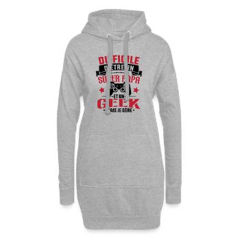 Un super papa et Un geek - Cadeau papa jeux video - Sweat-shirt à capuche long Femme - gris chiné - Devant