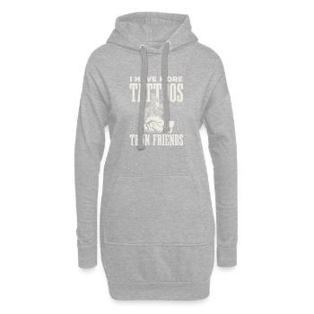 Ich Habe Mehr Tattoos Als Freunde - Hoodie-Kleid - Grau meliert - Vorne