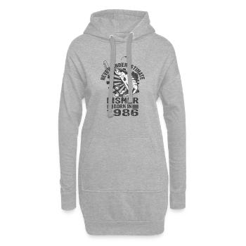 Never Underestimate Fisher Born In 1986 - Hoodie-Kleid - Grau meliert - Vorne