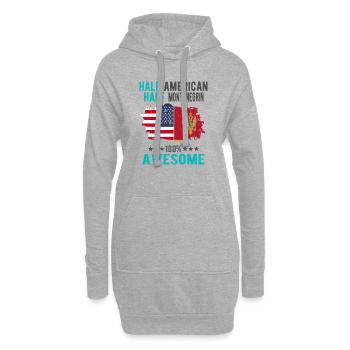 Halb Amerikaner Halb Montenegriner - Hoodie-Kleid - Grau meliert - Vorne