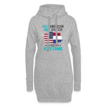 Moitié américain moitié néerlandais - Sweat-shirt à capuche long Femme - gris chiné - Devant