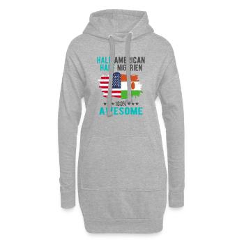 Moitié américain moitié nigérien - Sweat-shirt à capuche long Femme - gris chiné - Devant
