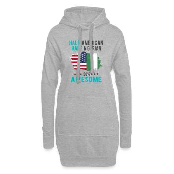 Moitié américain moitié nigérian - Sweat-shirt à capuche long Femme - gris chiné - Devant