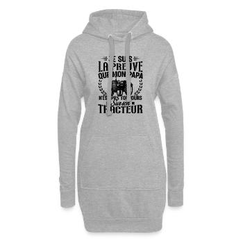 Je suis la preuve que mon papa tracteur - Sweat-shirt à capuche long Femme - gris chiné - Devant
