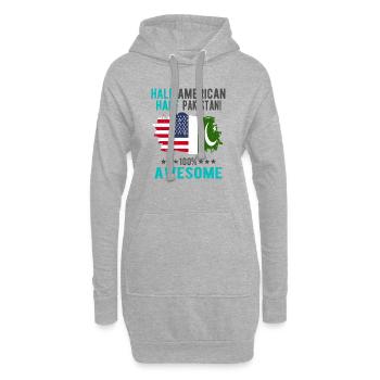 Moitié américain moitié pakistanais - Sweat-shirt à capuche long Femme - gris chiné - Devant