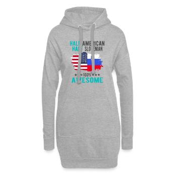 Halb Amerikaner Halb Slowenier - Hoodie-Kleid - Grau meliert - Vorne