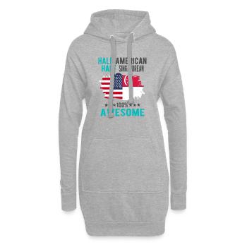Halb Amerikaner Halb Singapurer - Hoodie-Kleid - Grau meliert - Vorne