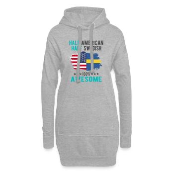 Halb Amerikaner Halb Schwede - Hoodie-Kleid - Grau meliert - Vorne