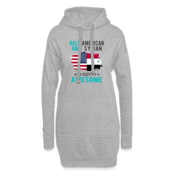 Moitié américain moitié syrien - Sweat-shirt à capuche long Femme - gris chiné - Devant