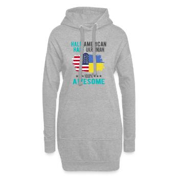 Halb Amerikaner Halb Ukrainer - Hoodie-Kleid - Grau meliert - Vorne