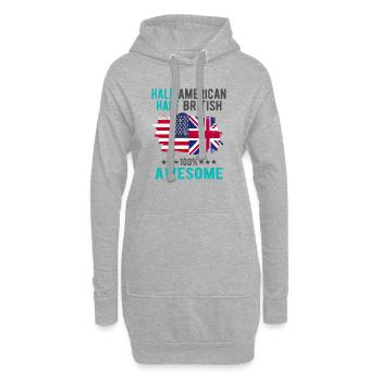 Halb Amerikaner Halb Britisch - Hoodie-Kleid - Grau meliert - Vorne
