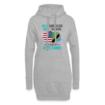 Moitié américain moitié tanzanien - Sweat-shirt à capuche long Femme - gris chiné - Devant