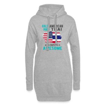 Moitié américain moitié thaïlandais - Sweat-shirt à capuche long Femme - gris chiné - Devant