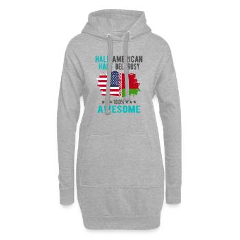 Halb Amerikaner Halb Belarusse - Hoodie-Kleid - Grau meliert - Vorne